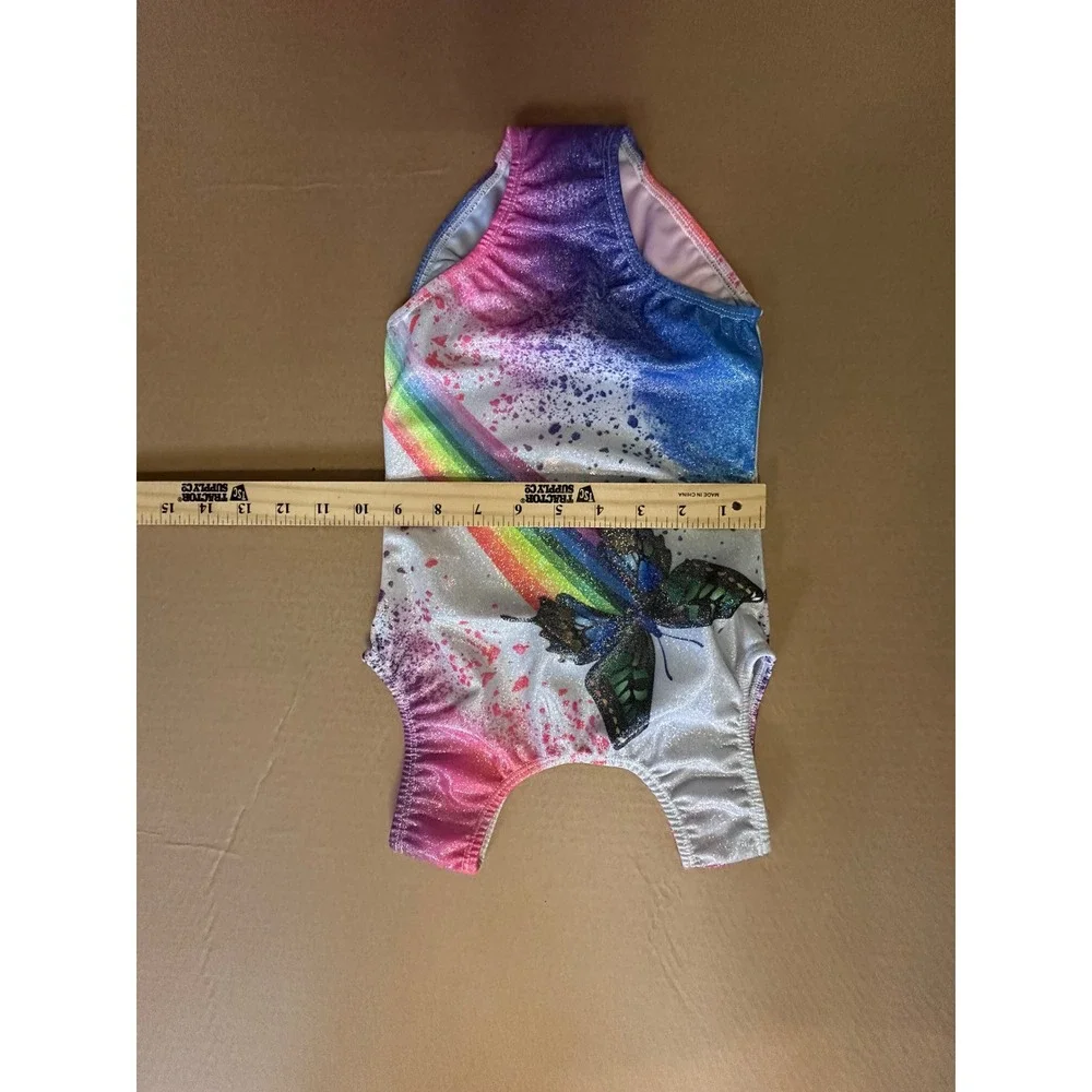 Gymnastics Leotard Butterfly Rainbow‎ Sparkle Athletic Dancewear Kids Size